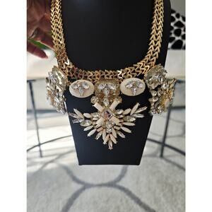 Bansri Gold White Rhineatone Necklace New